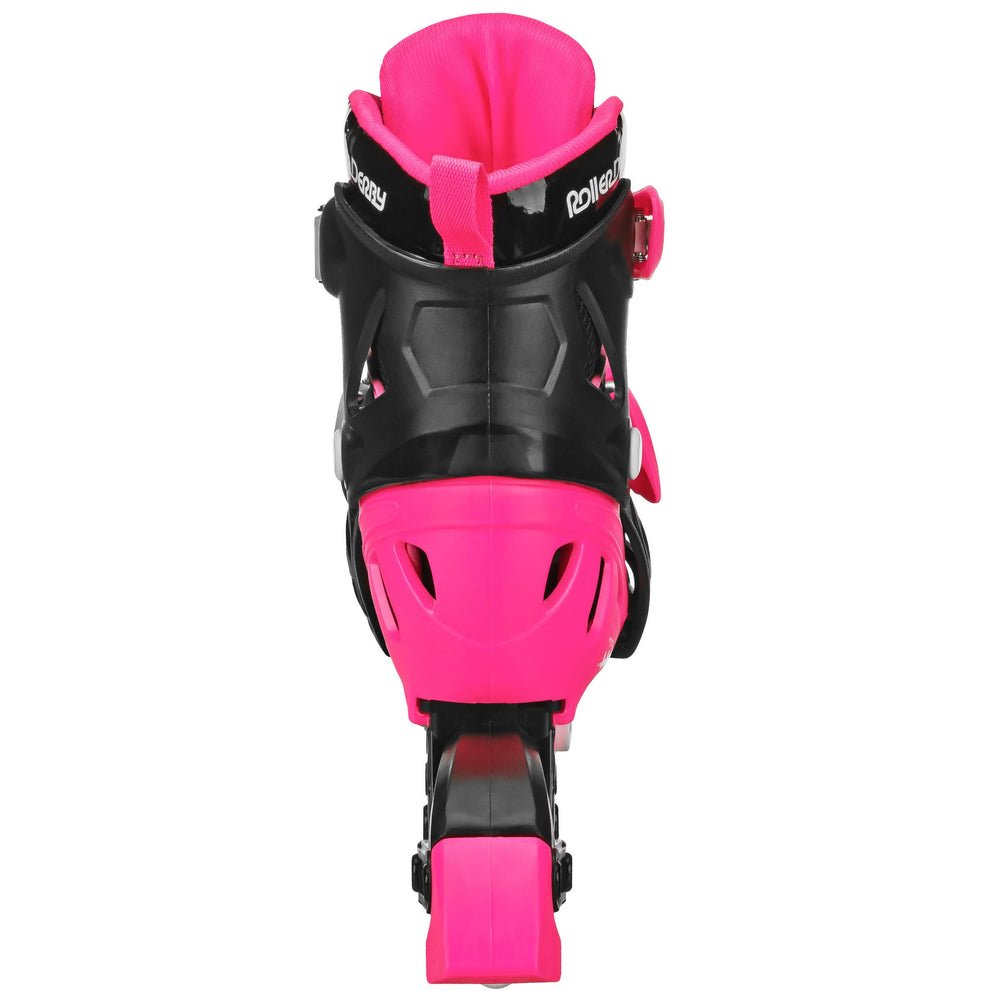 Roller Derby Tracer adjustment button detail demonstrating grow-with-feet resizing