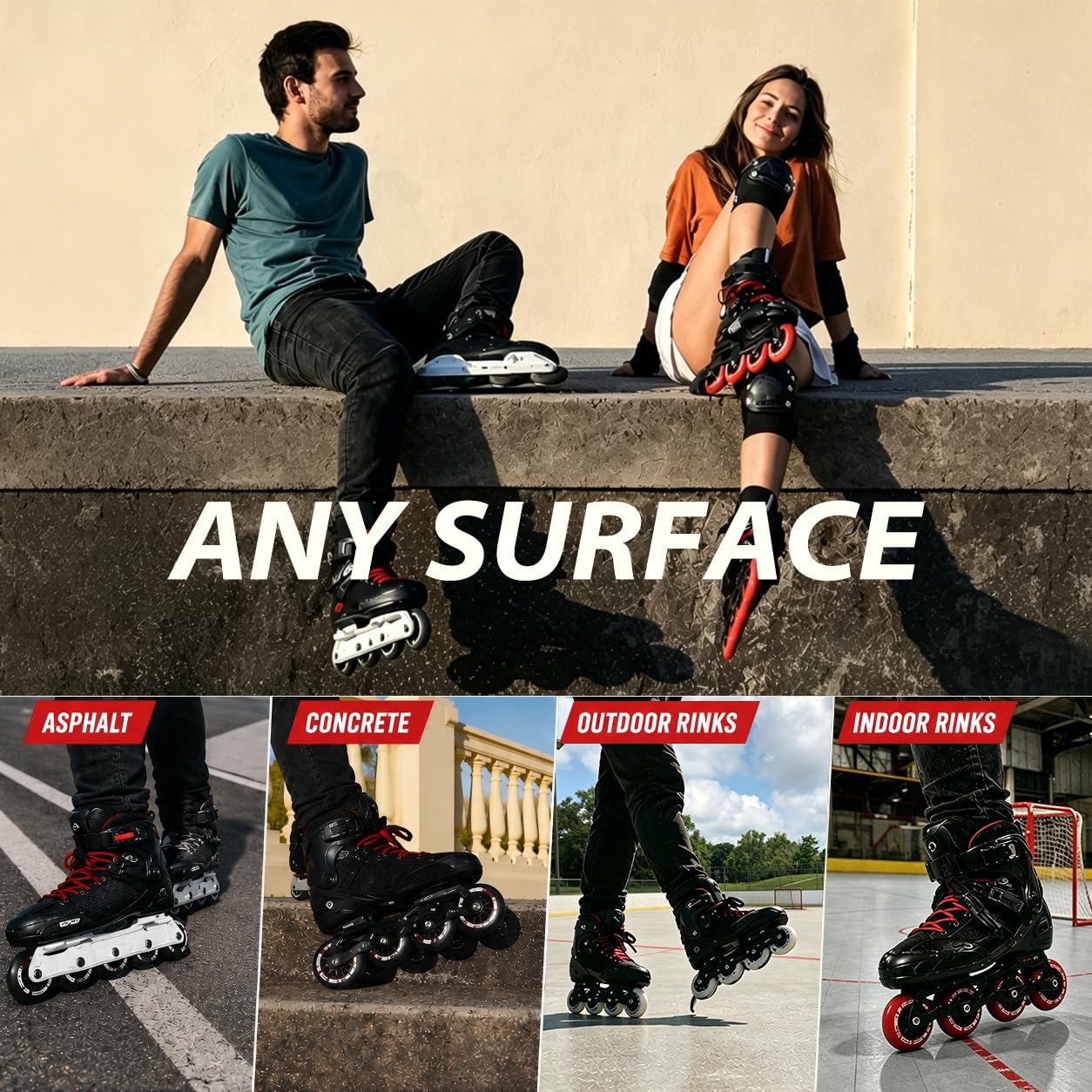 Rollerex wheels installed on inline skates demonstrating quick fit and improved rolling