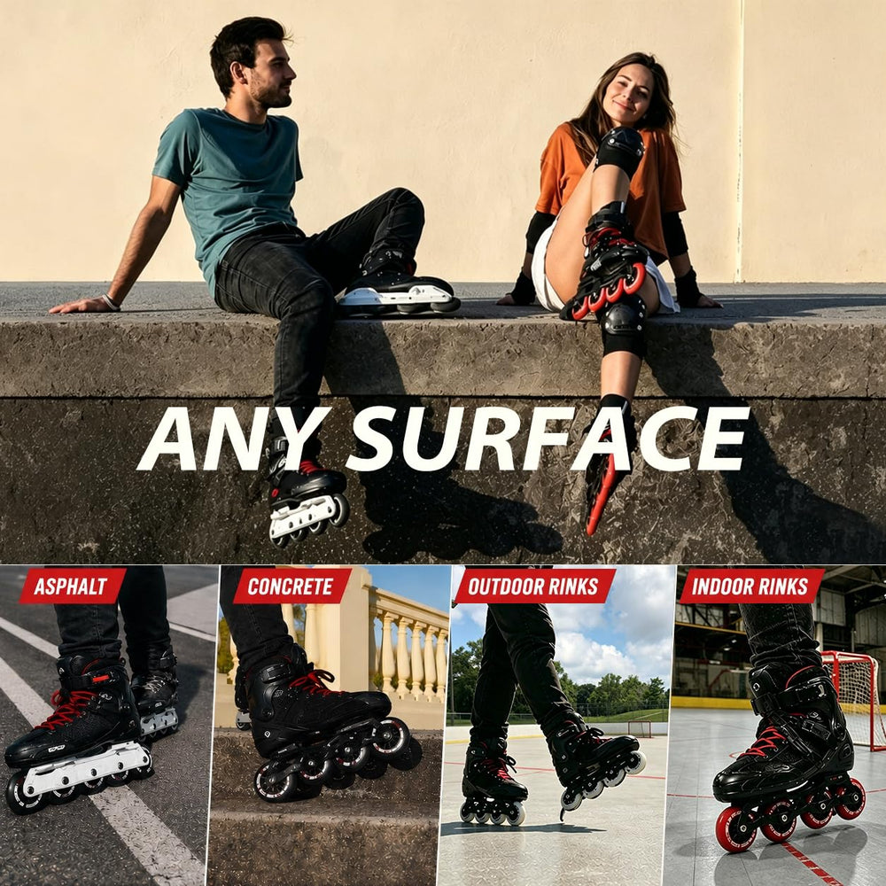 Rollerex wheels installed on inline skates demonstrating quick fit and improved rolling