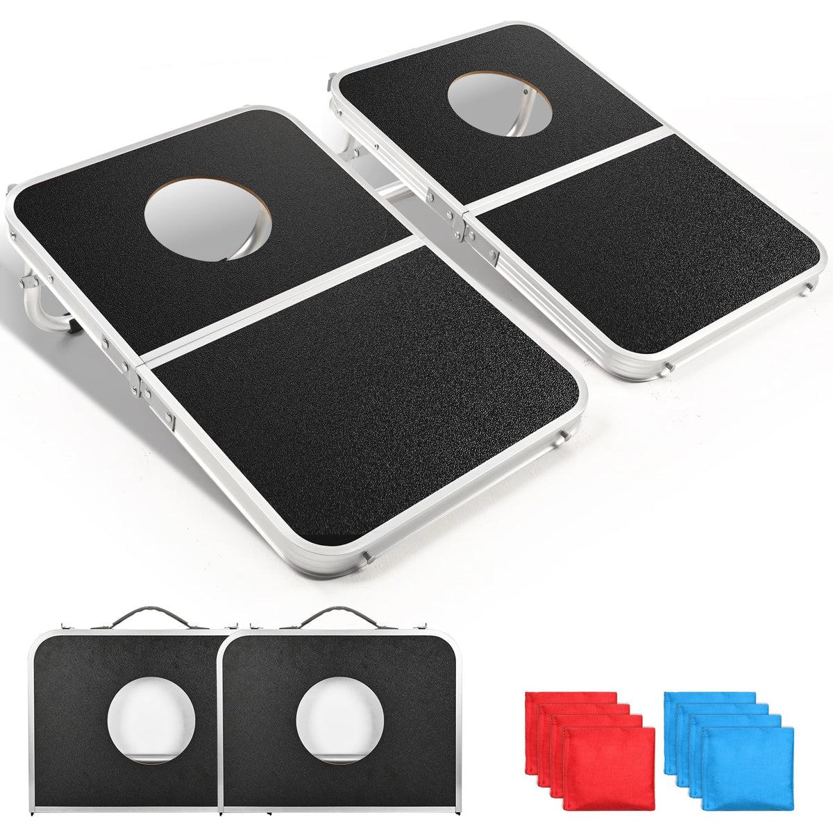 ropoda front view folded boards showing compact portability and fast setup
