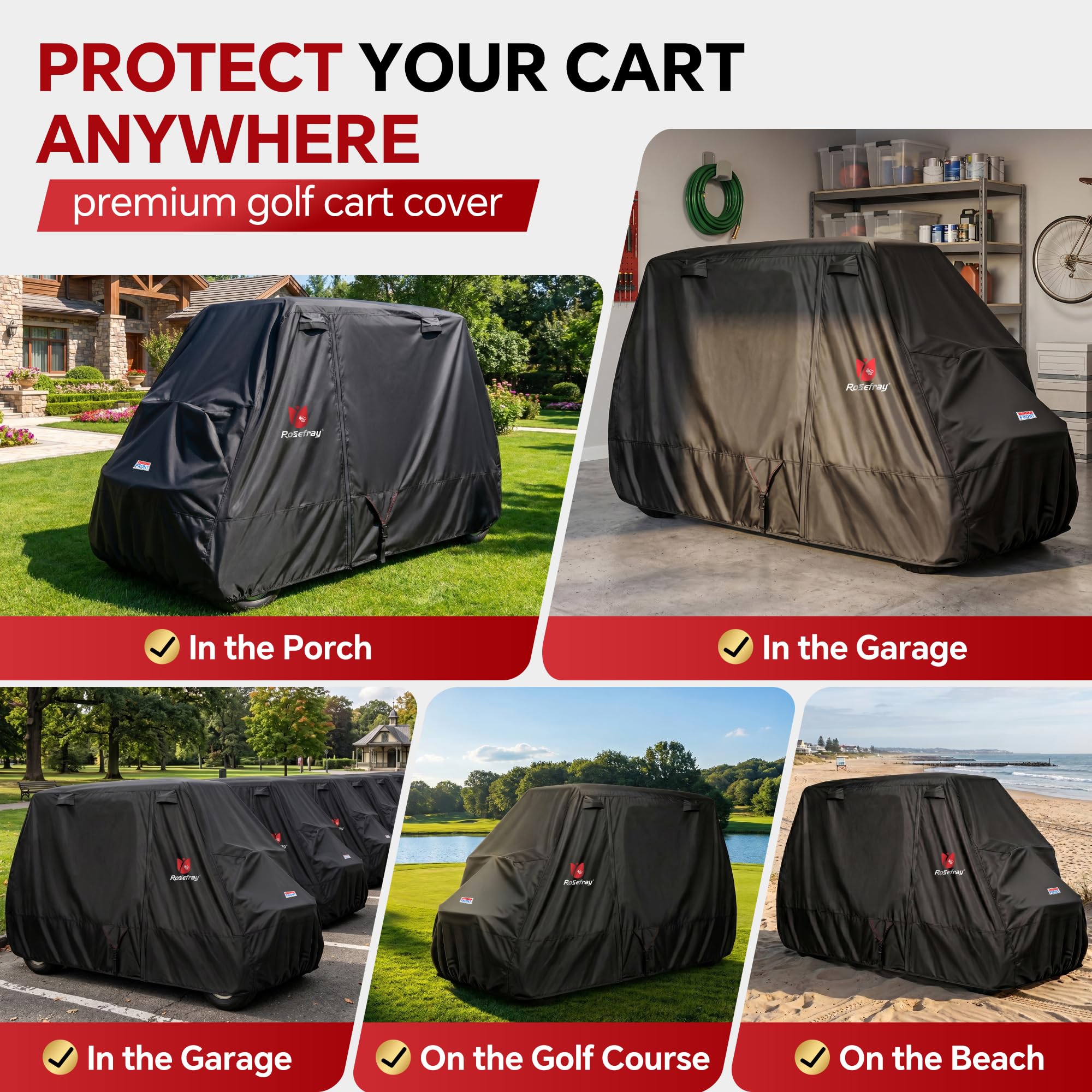 Rosefray folded cover inside storage bag for compact transport