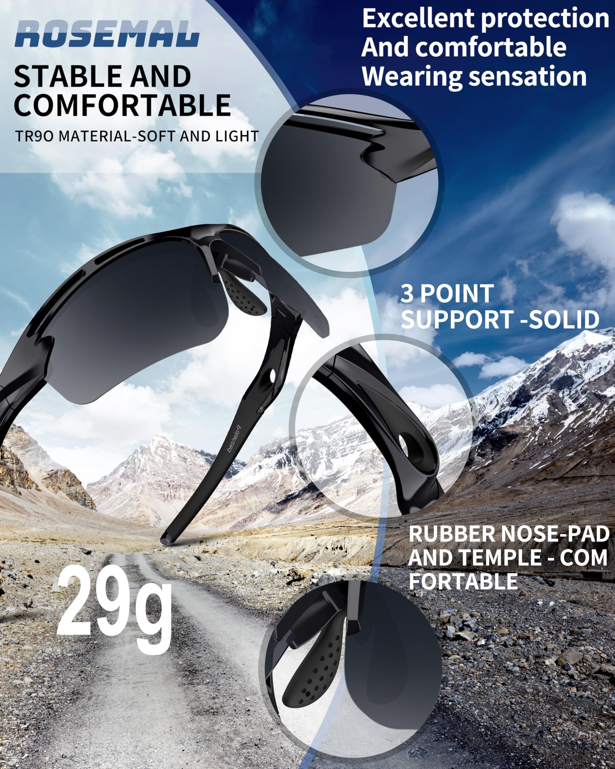 Rosemal in-use cycling scene showing stable fit and reduced glare while riding