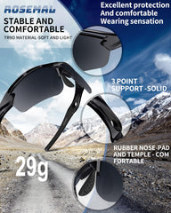 Rosemal in-use cycling scene showing stable fit and reduced glare while riding