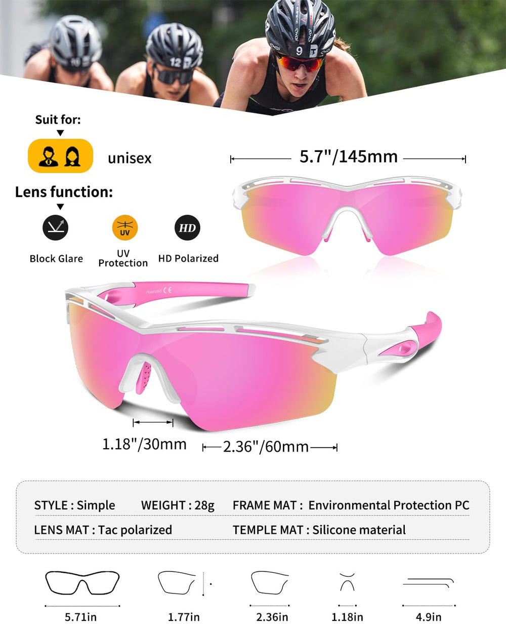 Rosemal close-up of polarized TAC lens highlighting glare reduction benefit