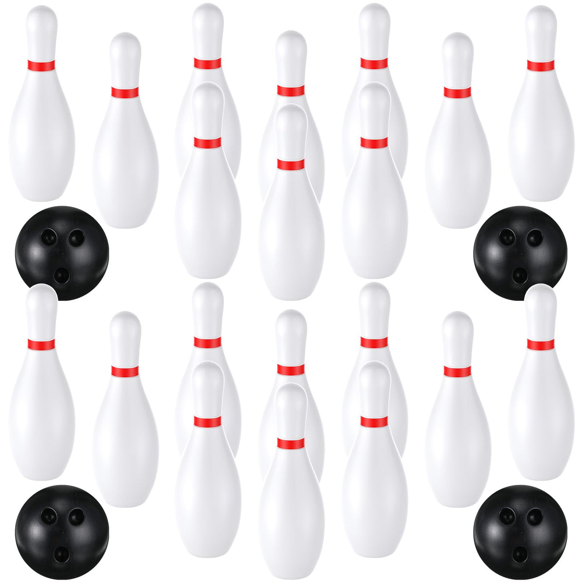 RoundFunny front packaging showing two complete bowling sets and included accessories