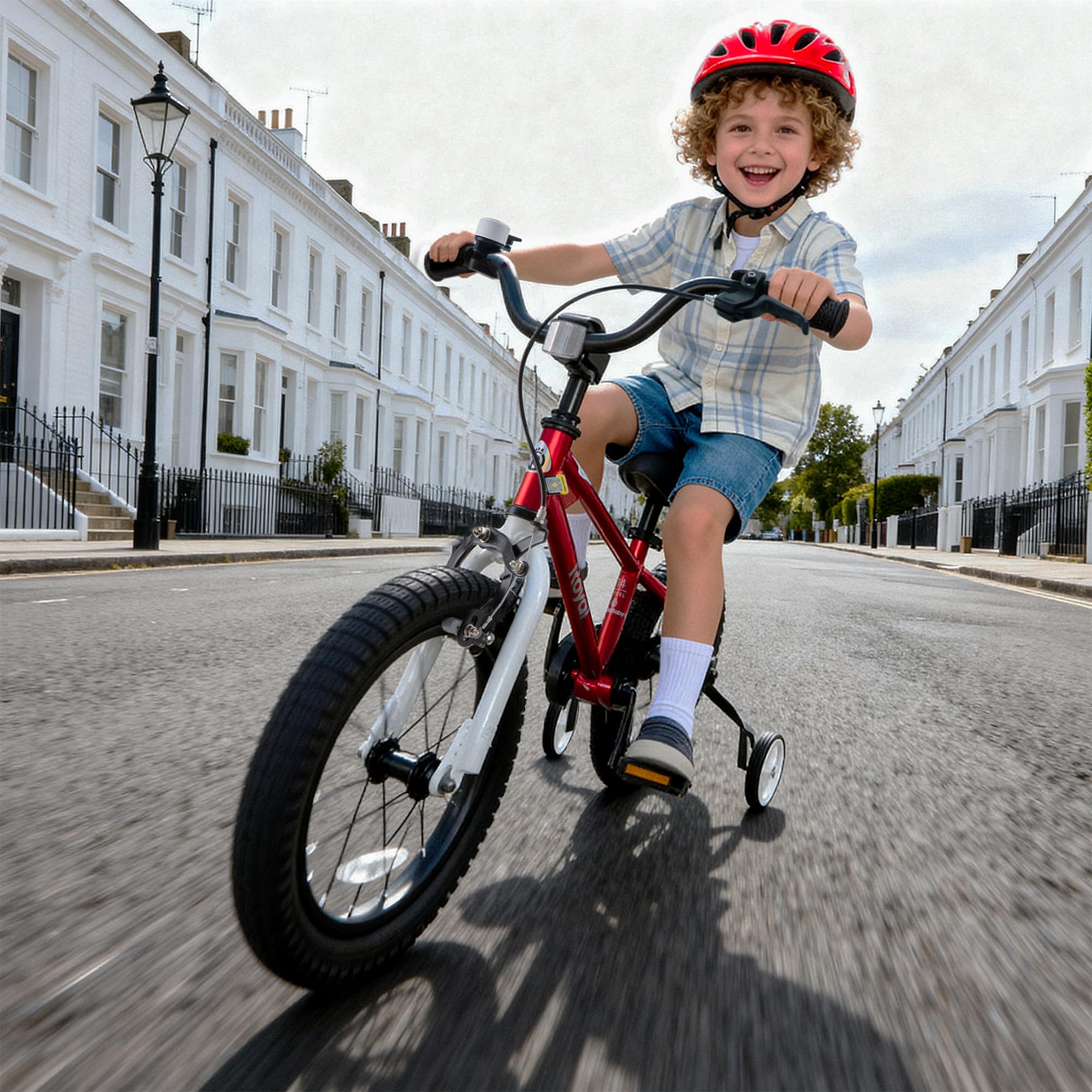 RoyalBaby Freestyle close-up of handlebar and short-travel brake offering safer stopping