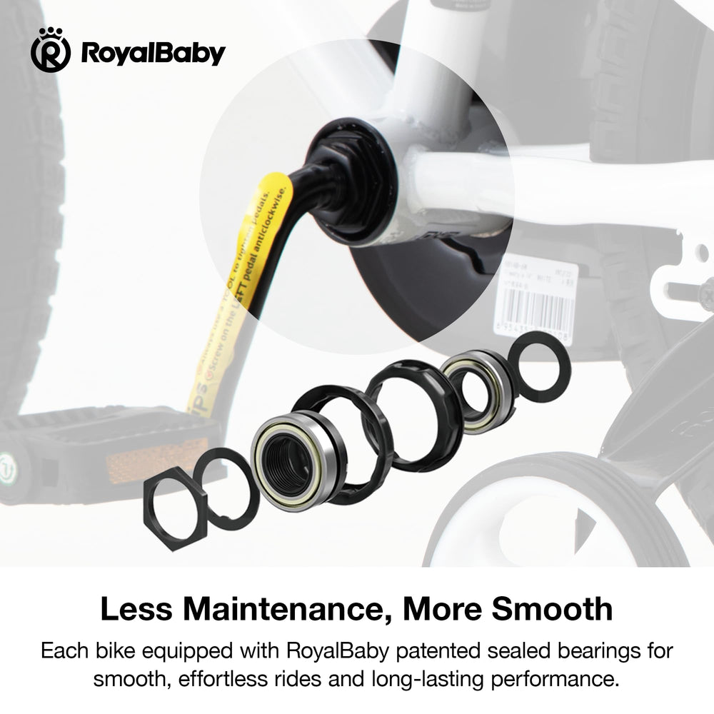 RoyalBaby wide 2.4-inch tire tread close-up for improved stability on pavement