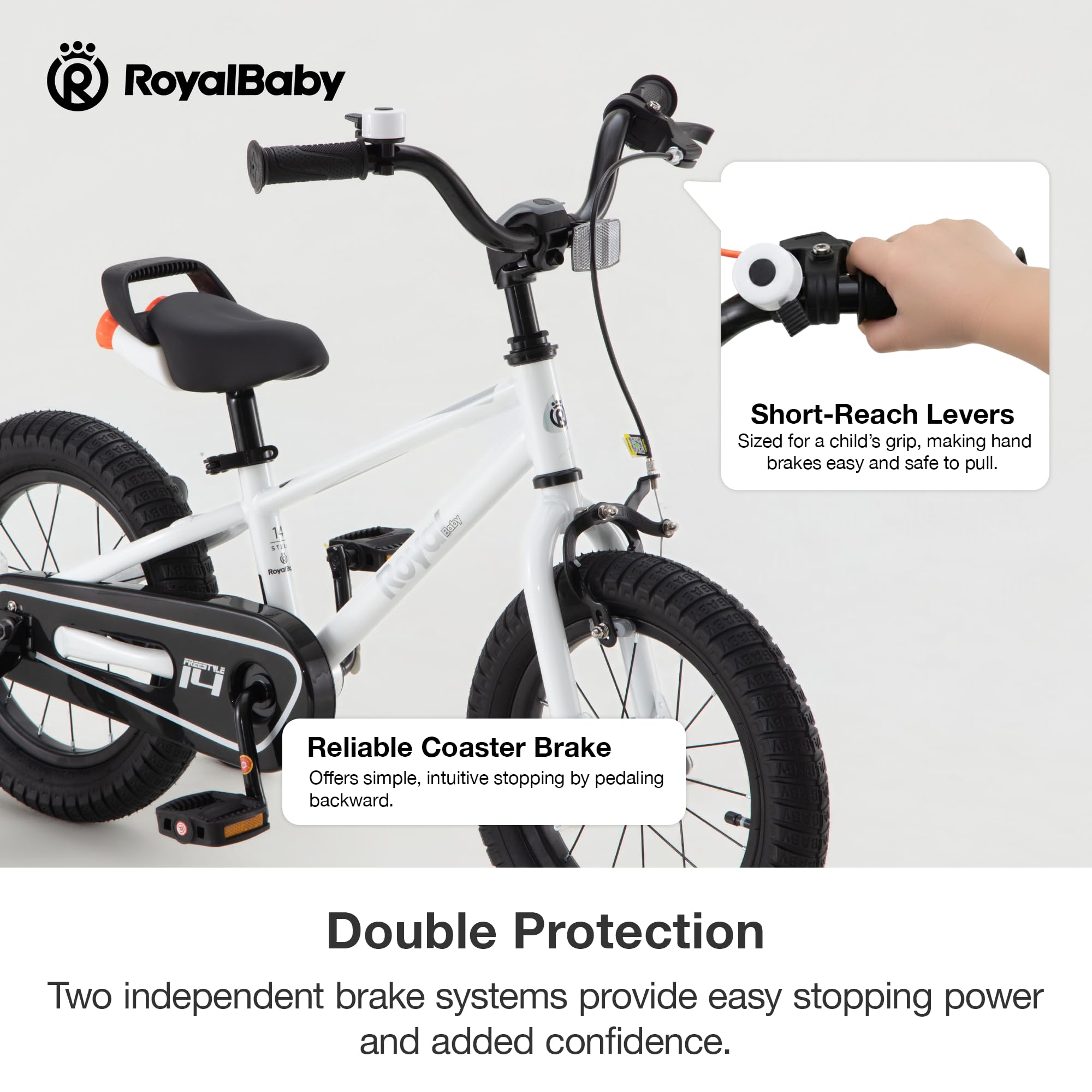 RoyalBaby BPA-free water bottle in its cage for convenient hydration on rides