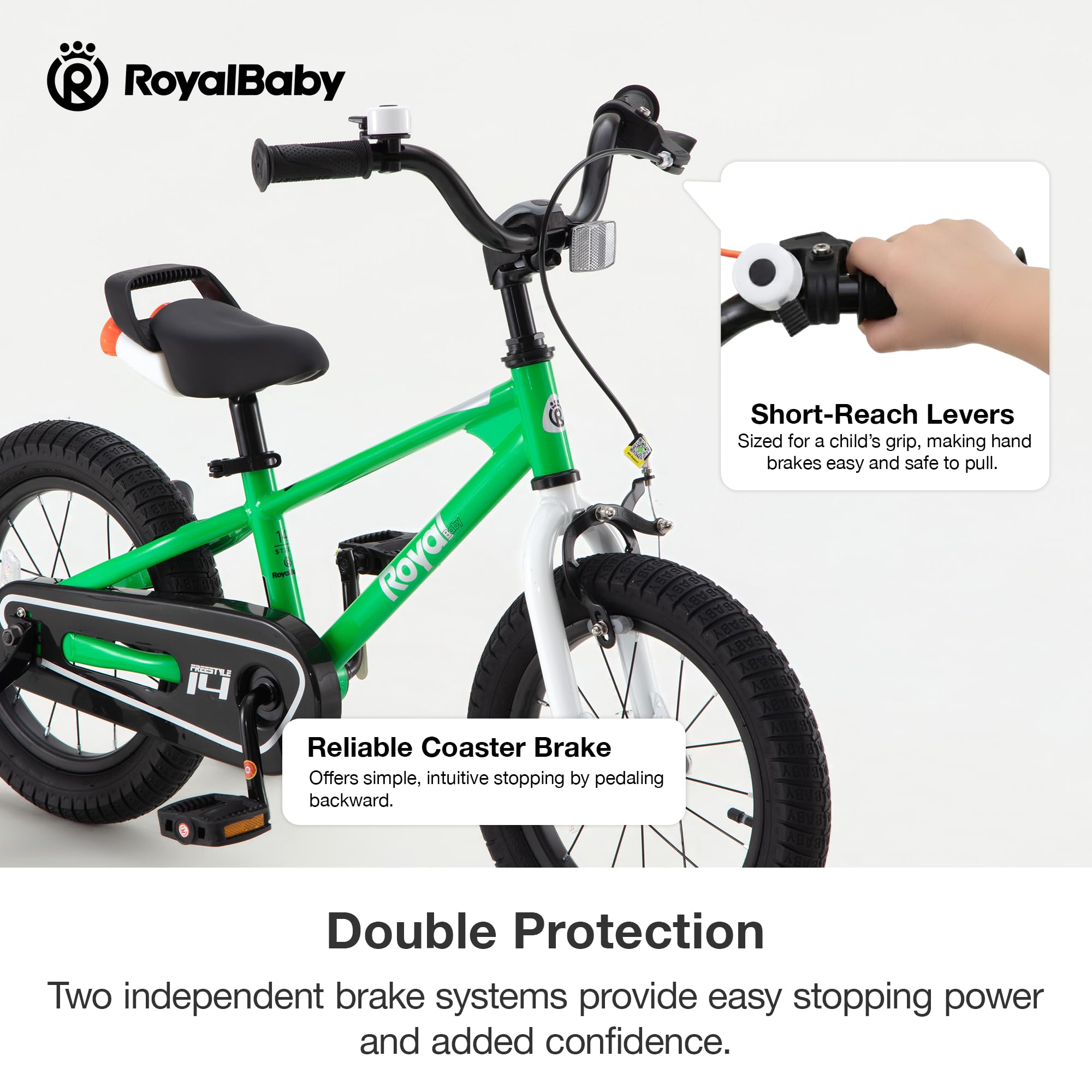 RoyalBaby BPA-free water bottle in its holder for convenient hydration on rides