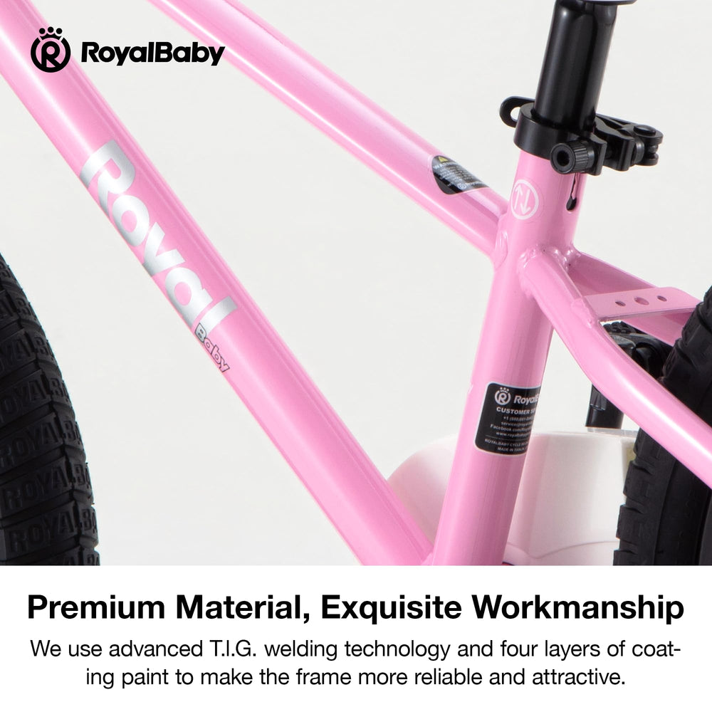 RoyalBaby training wheels installed for beginner balance and stability