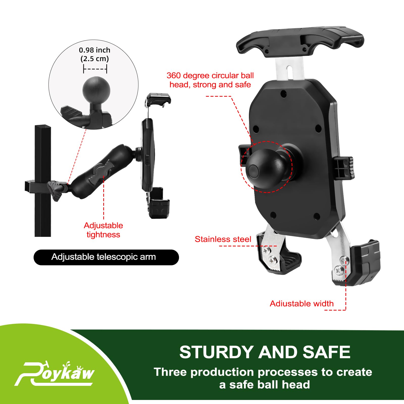 Roykaw clamp attached to EZGO cart tube showing stable frame locking