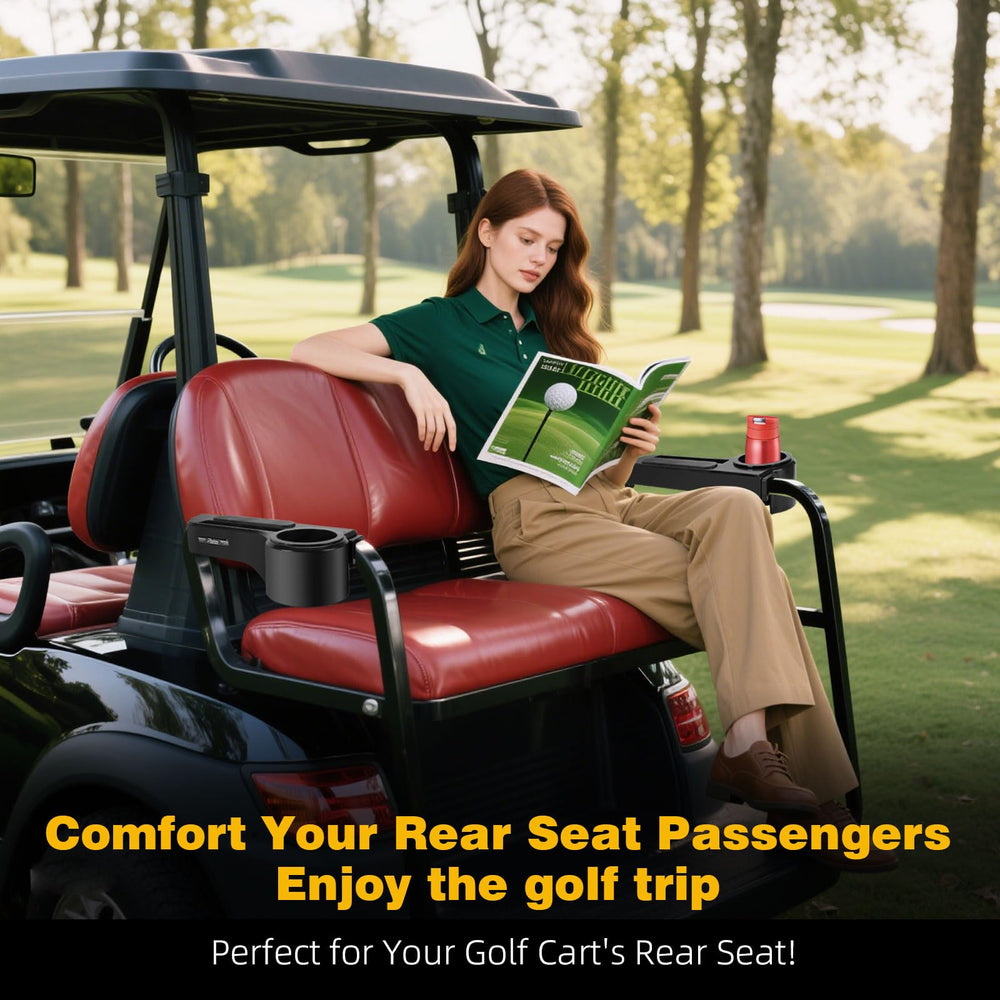 Roykaw lifestyle shot on golf course showing added convenience while riding