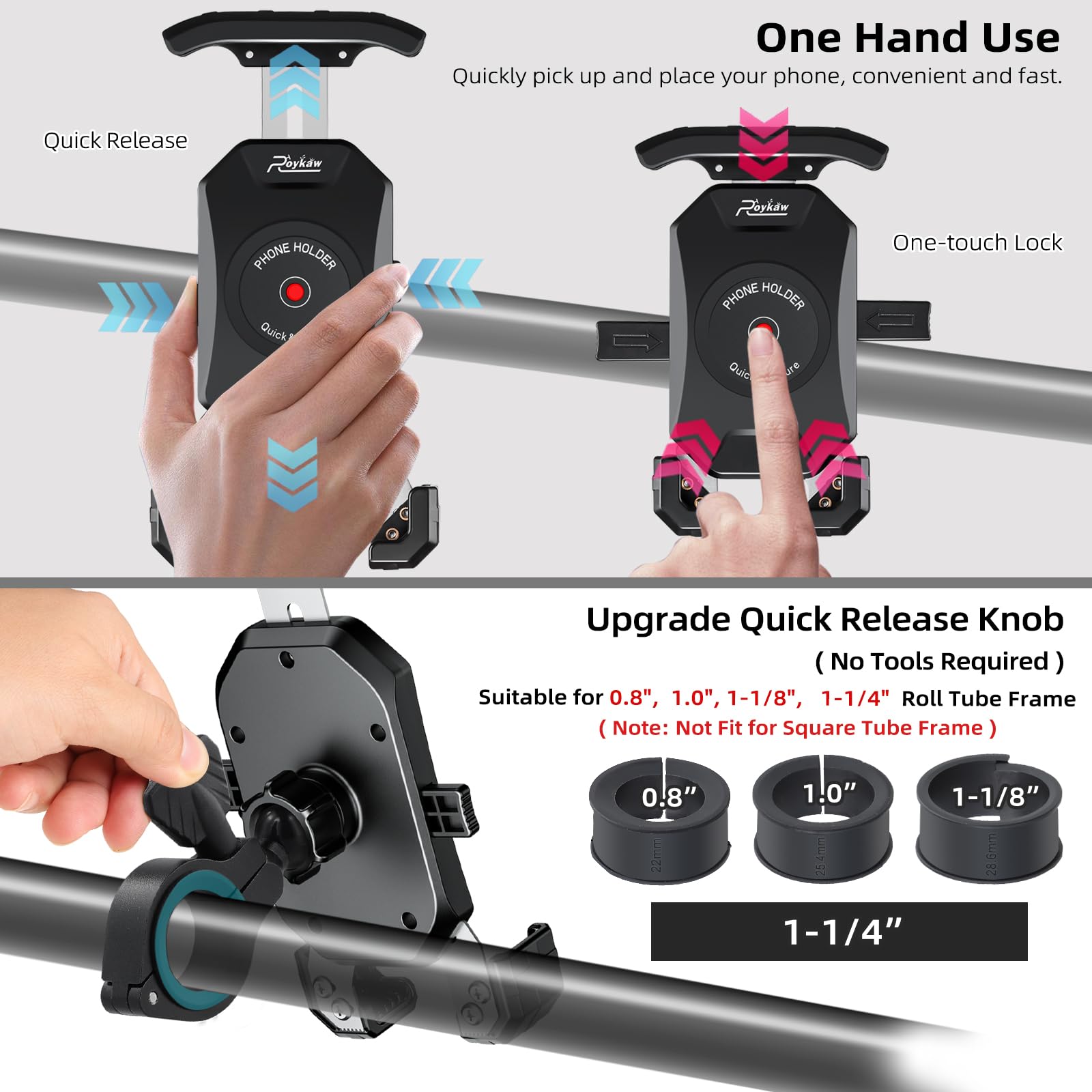 Roykaw mounted on bicycle handlebar for versatile use