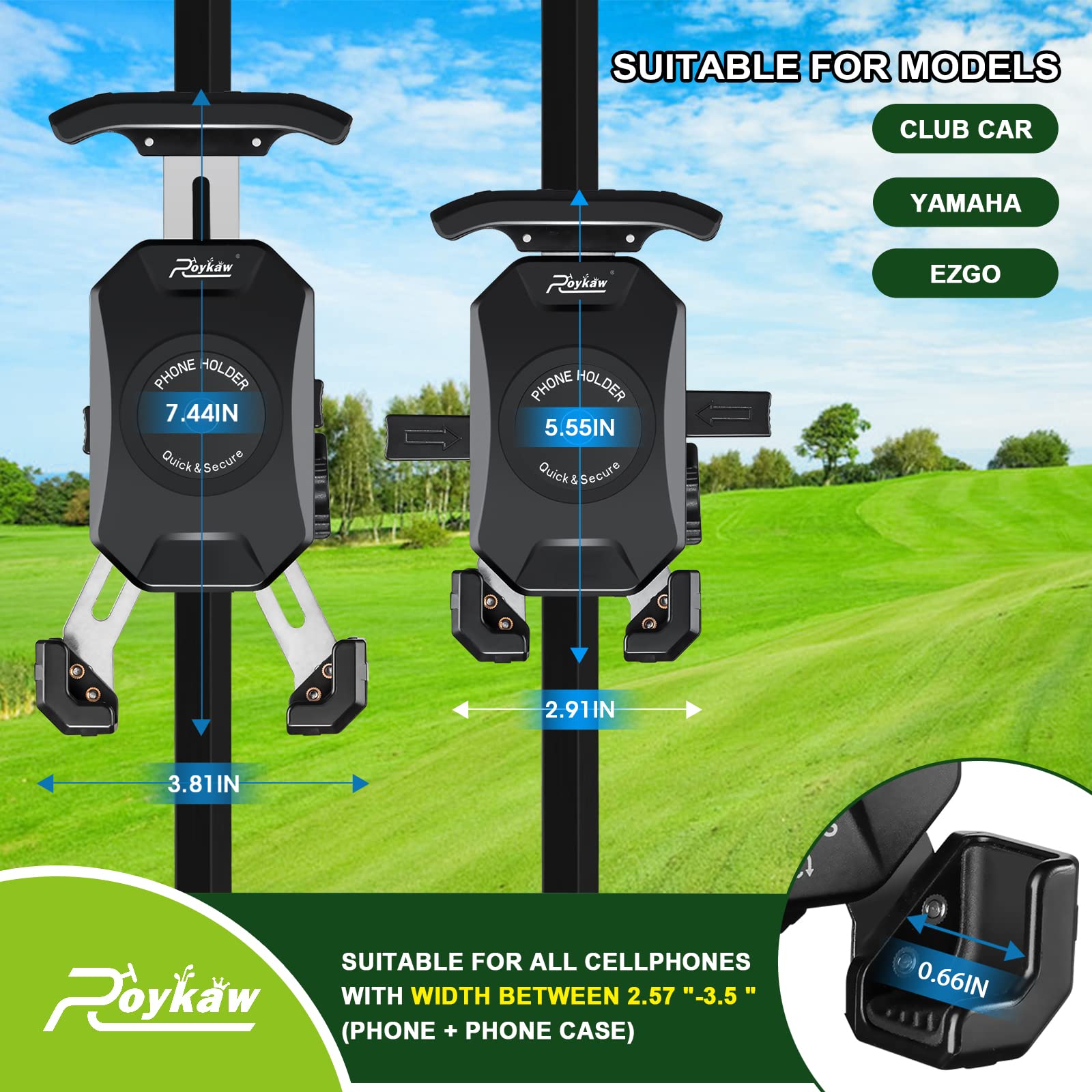 Roykaw quick release button and side levers demonstrating fast one‑hand removal