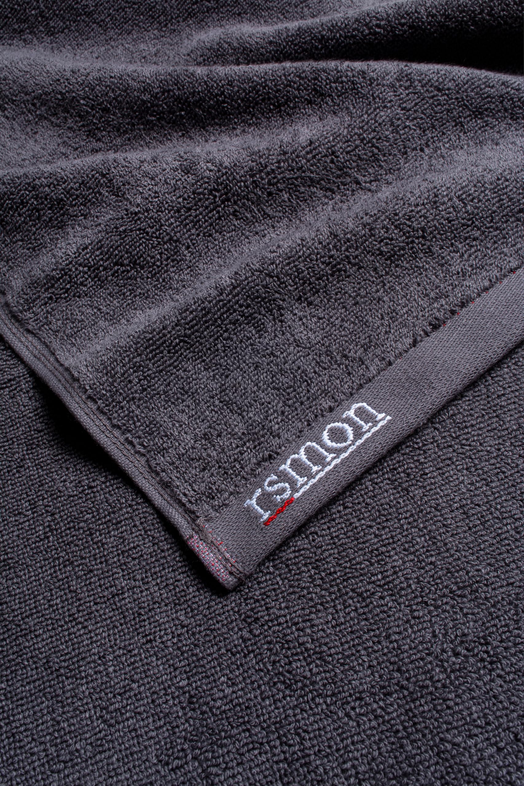rsmon towels stacked to show anthracite gray beige colors and durability