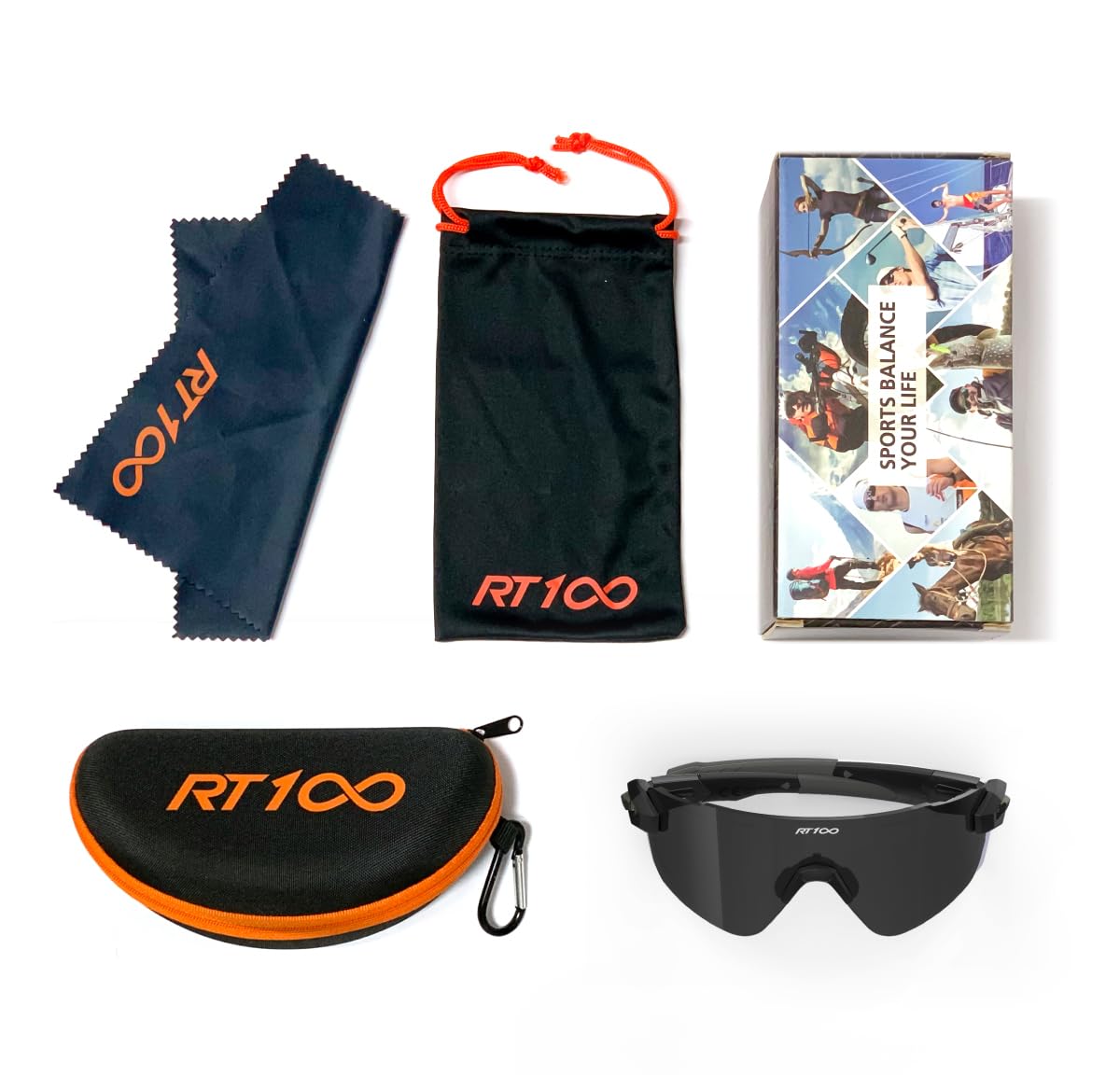 RT100 case pouch and cloth set for safe storage and lens care