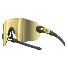 RT100 front view gold lens shield showing full coverage and sporty look