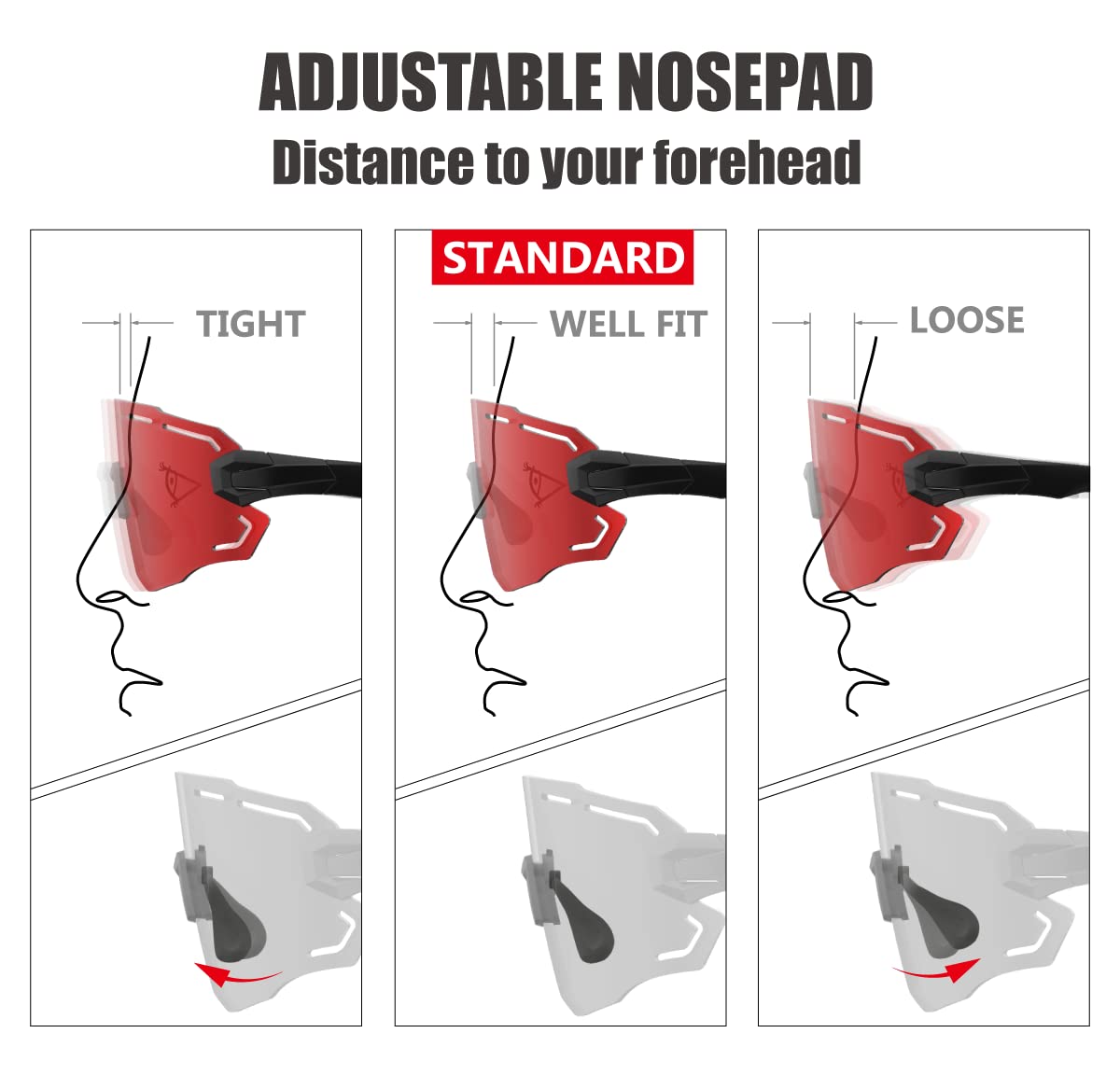 RT100 on cyclist in motion demonstrating stable fit and unobstructed peripheral vision