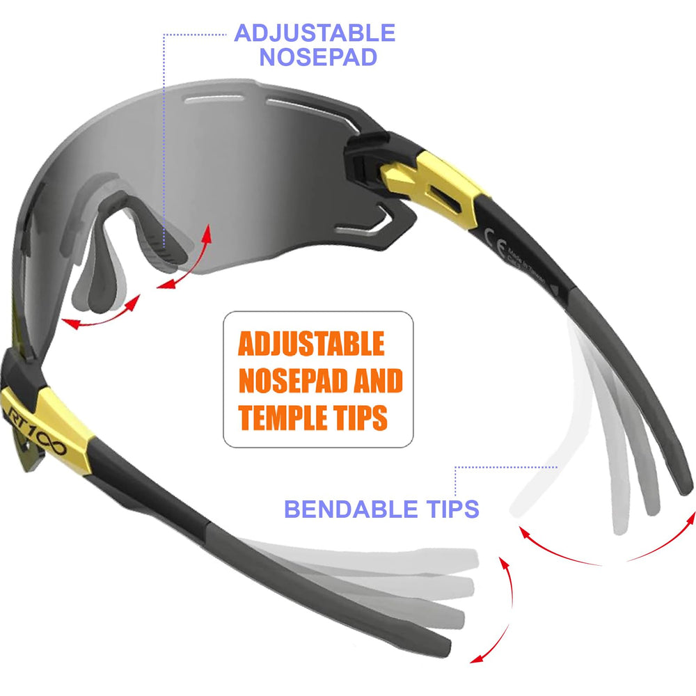 RT100 side detail of TR90 arm highlighting flexible lightweight durability for long rides