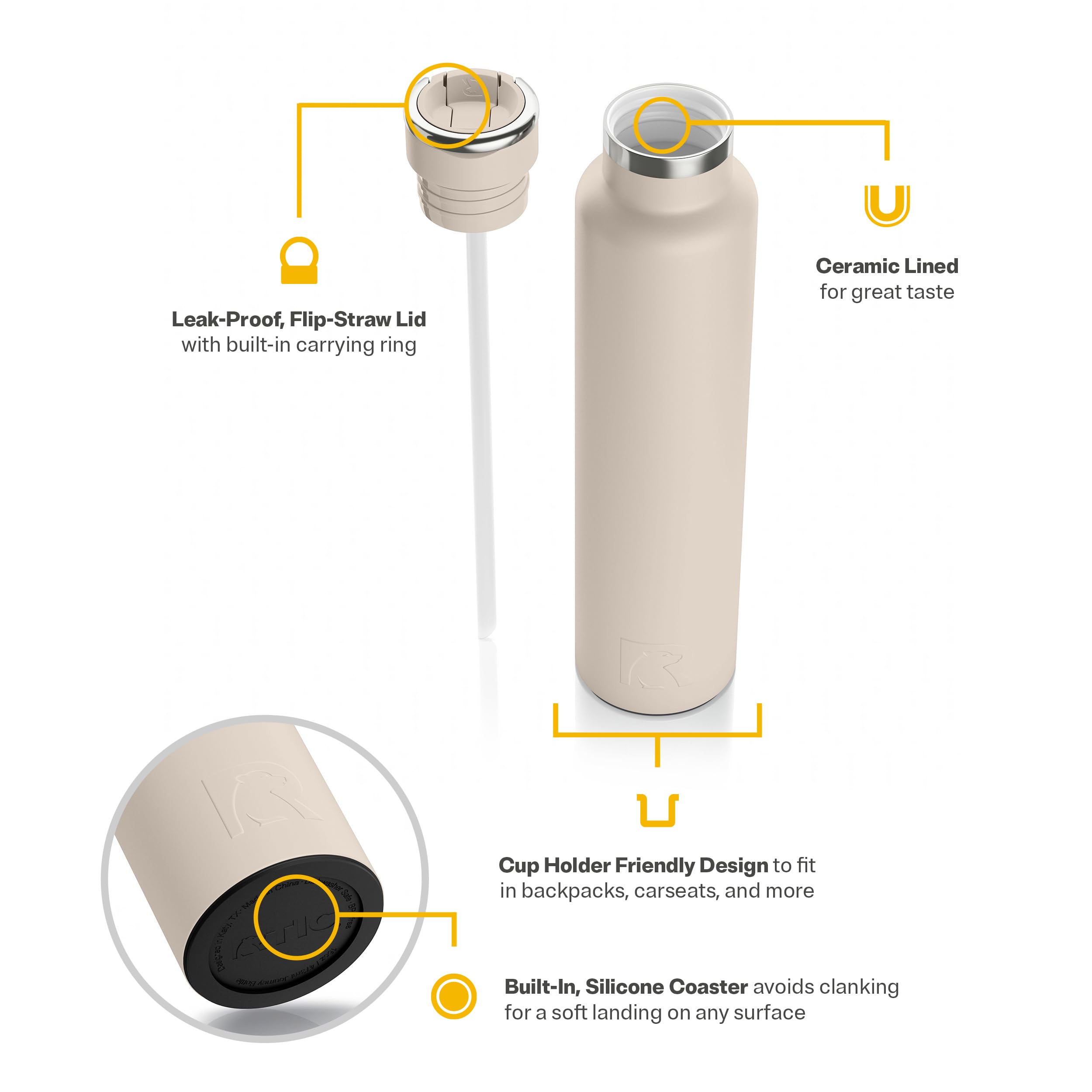 RTIC Journey flip-straw lid detail for quick spill-resistant sipping