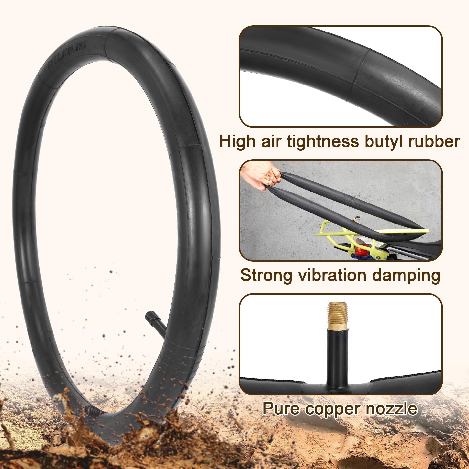 RUHUO tire with inner tube and tire liner displayed for ready roadside replacement