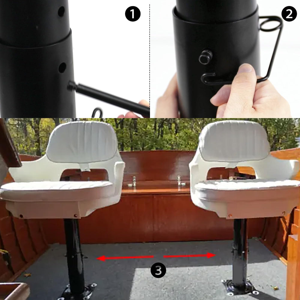 RULLINE pedestal mounted on boat deck demonstrating secure seat installation