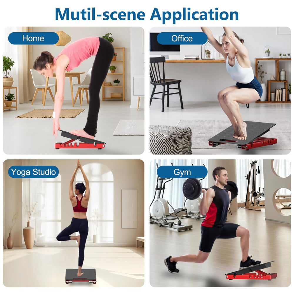 Rumoid slant board in gym lifestyle setting for preworkout mobility warmups