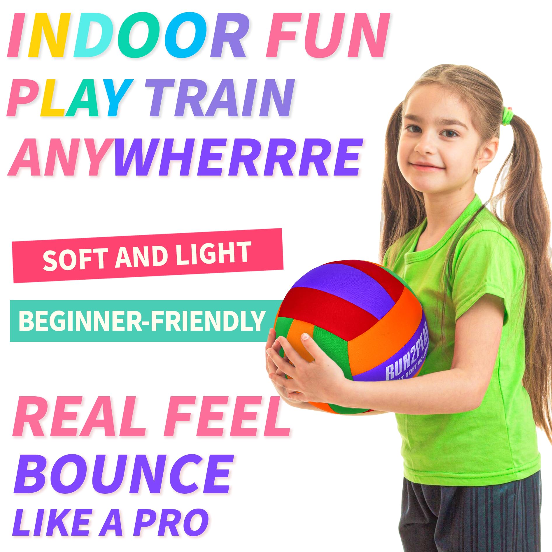 RUN2PEAK inflated ball beside a ruler showing scale and easy handling benefit