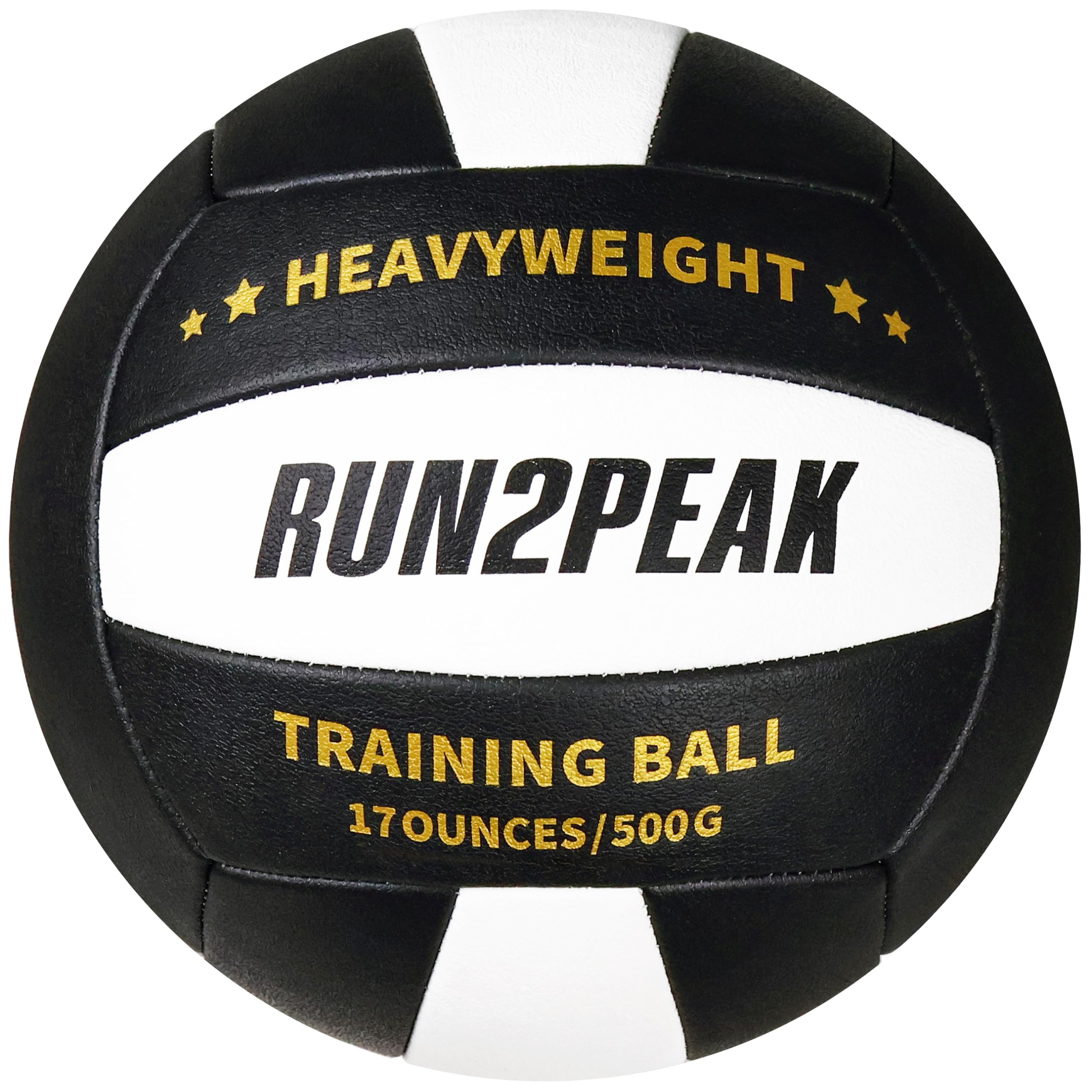 RUN2PEAK front view of weighted official size 5 volleyball showing panels and durable finish