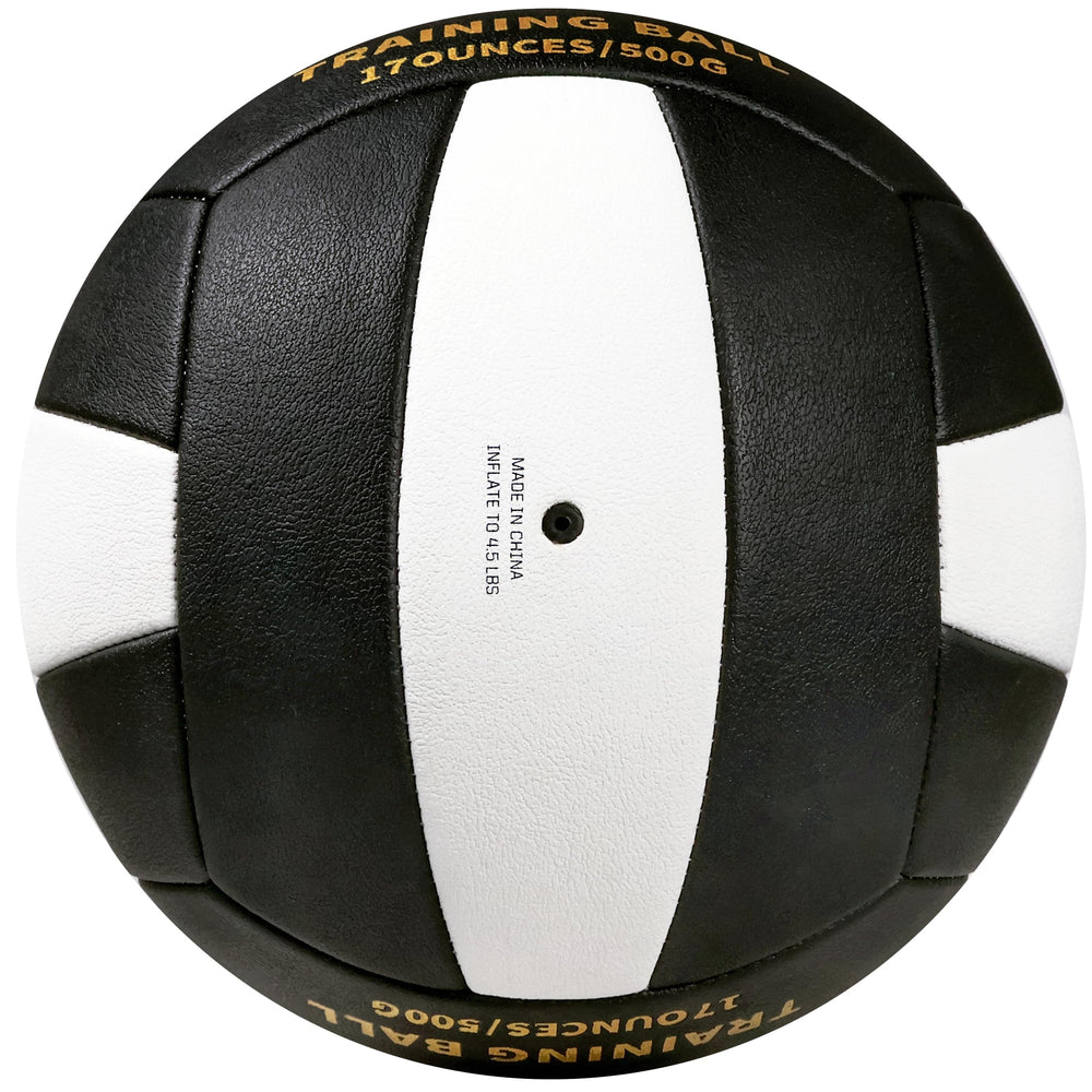 RUN2PEAK volleyball held in hand for scale showing official size and heavier training weight