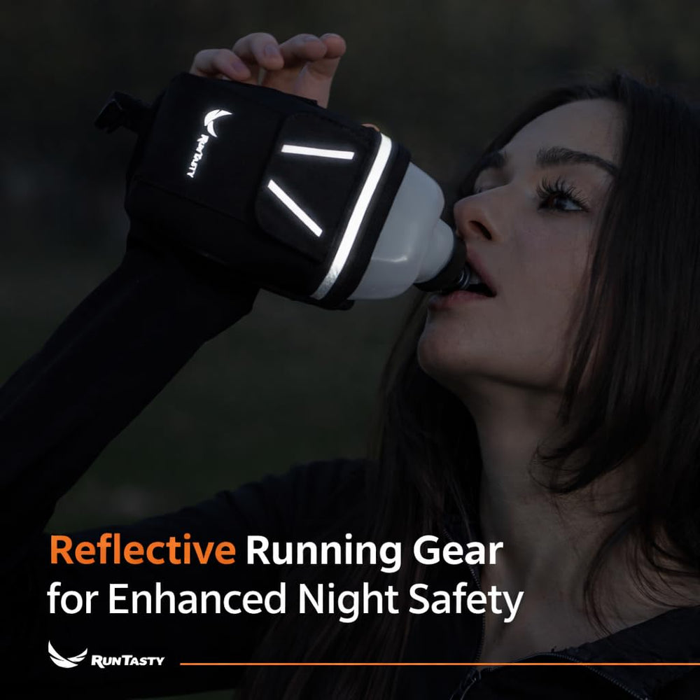 Runtasty bottle held in palm to show compact 12oz scale and comfortable fit