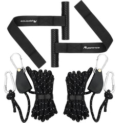 Ruppence front view of 2-pack kayak straps showing complete kit and benefit of strong load security