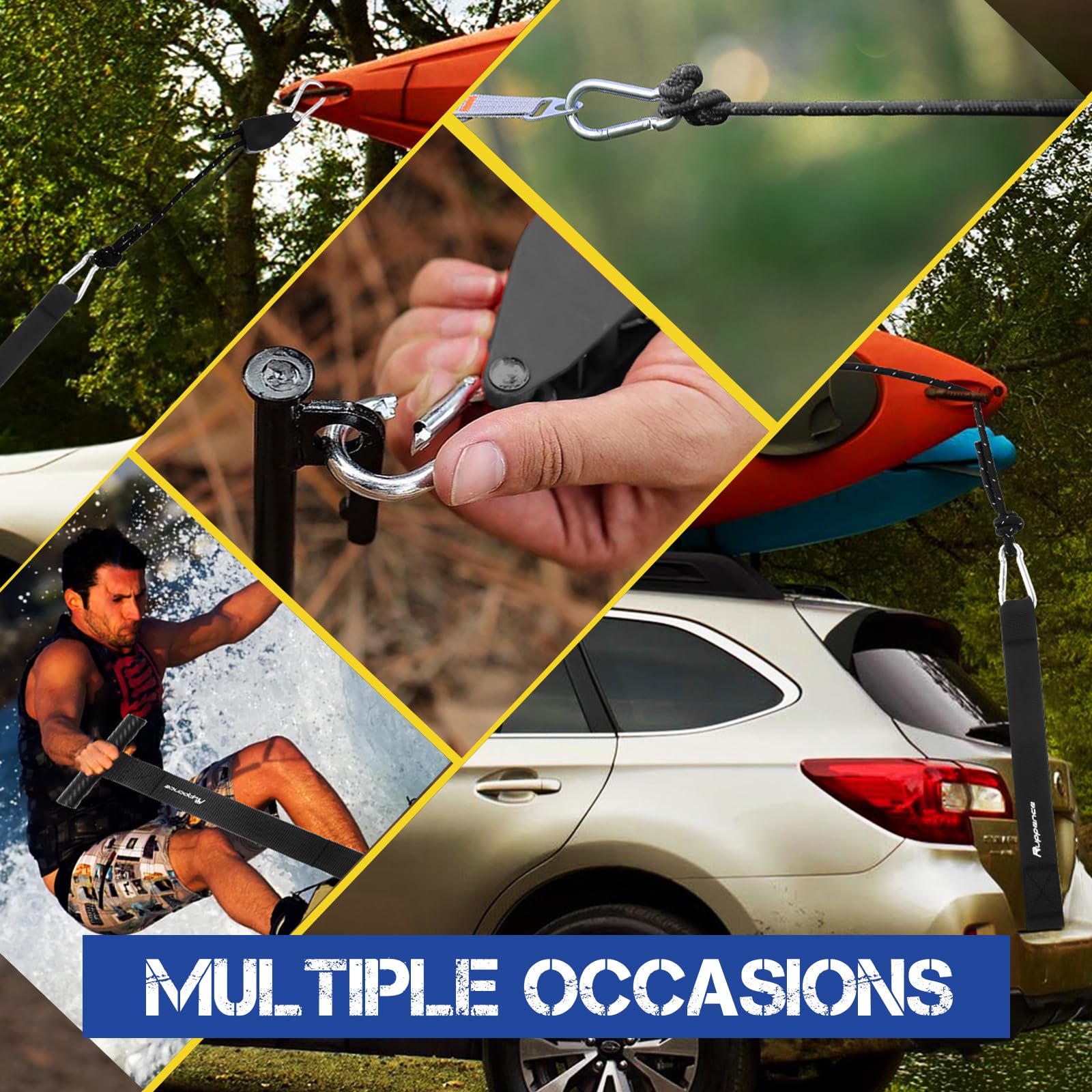 Ruppence lifestyle shot of loading kayak into car trunk showing fast setup and trip-ready convenience