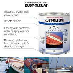 Applying Rust-Oleum varnish with brush on railing demonstrating smooth application benefit