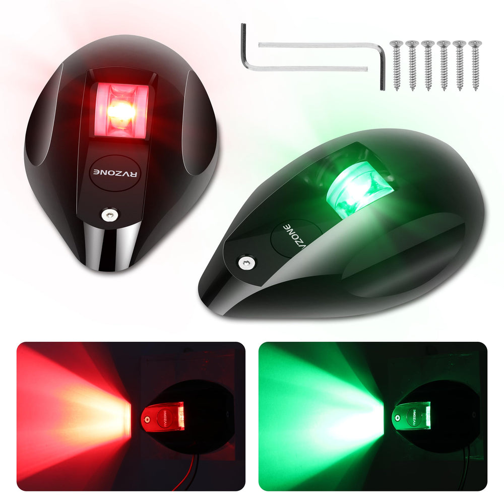 RVZONE front view bow lights showing compact profile and clear lens benefit