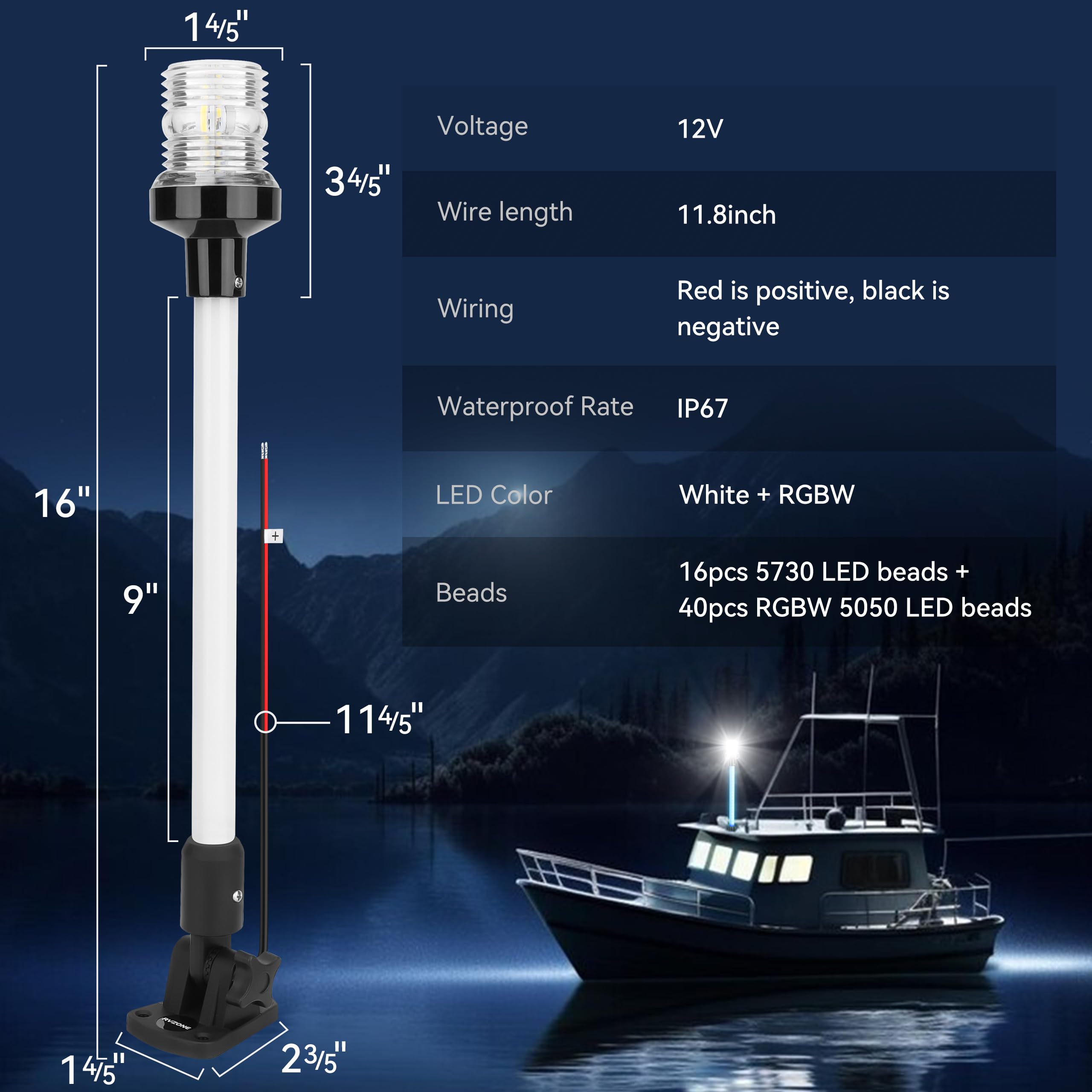 RVZONE mounted on pontoon showing corrosion resistance and stable fit
