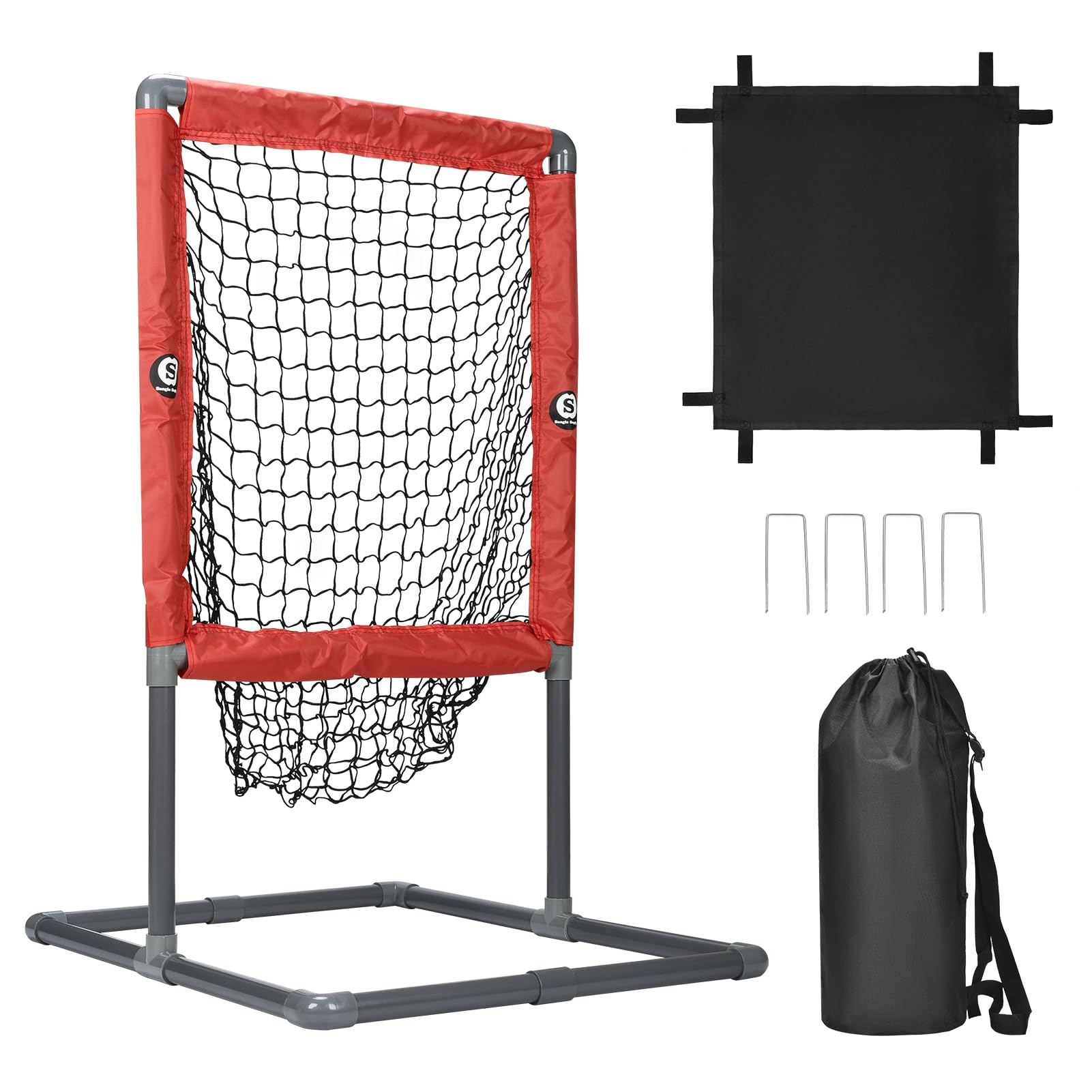 S SANGLE SOPFFY front view of assembled net showing strike zone and frame for accurate practice
