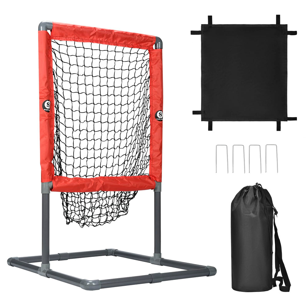 S SANGLE SOPFFY front view of assembled net showing strike zone and frame for accurate practice