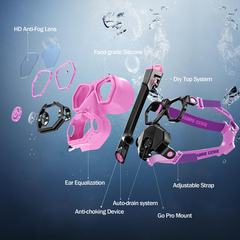 SABRE COVE lifestyle image of user snorkeling at a beach enjoying easy breathing