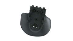 Safariland 568BL front view showing paddle mounted to holster for secure carry
