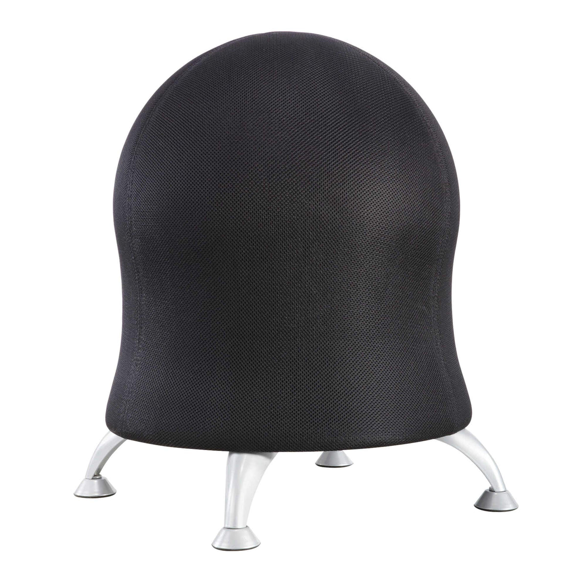 Safco Zenergy front view showing stable four-leg base and inflated ball for active seating
