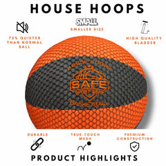 Safe Sport Gear ball resting on hardwood showing no-scuff protection benefit
