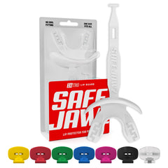 SAFEJAWZ front view of white mouth guard showing full shape and quick-fit benefit