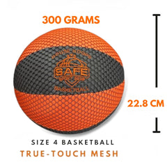 Safe Sport Gear indoor dribbling scene showing low-noise play and floor-safe design