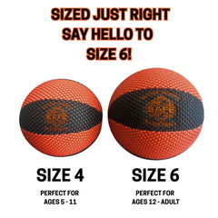 Safe Sport Gear ball in hand demonstrating size 6 scale and easier handling for youth