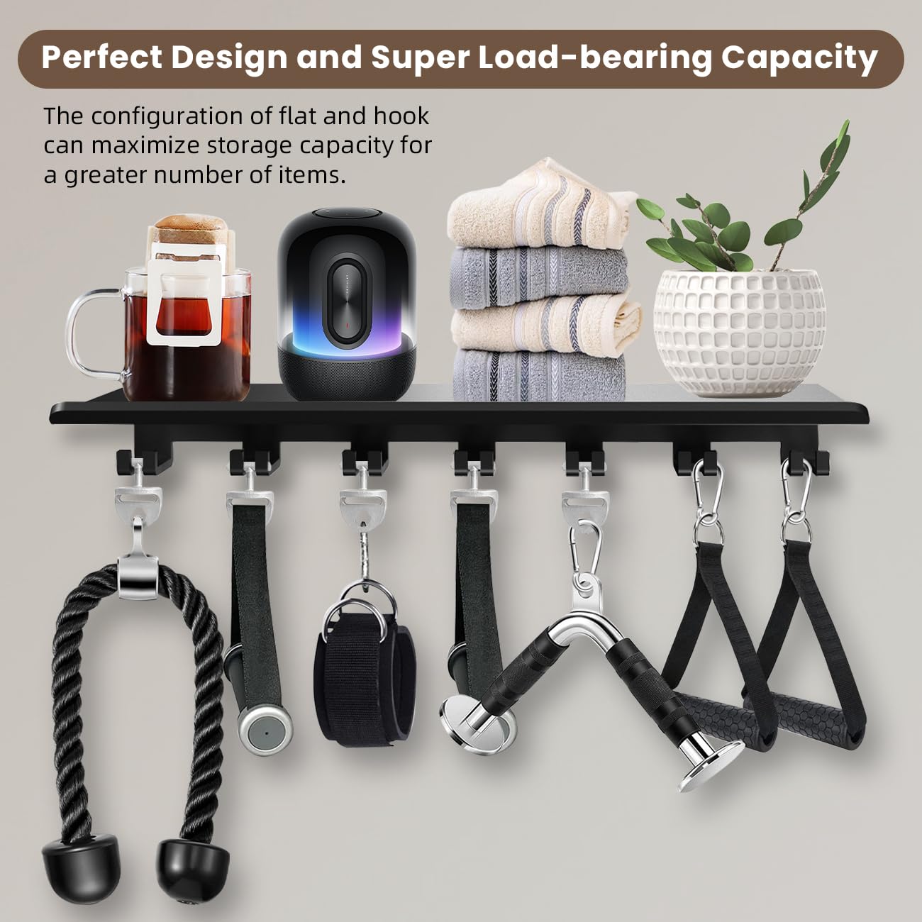 Sahans in-use with Tonal accessories hung for fast access during workouts