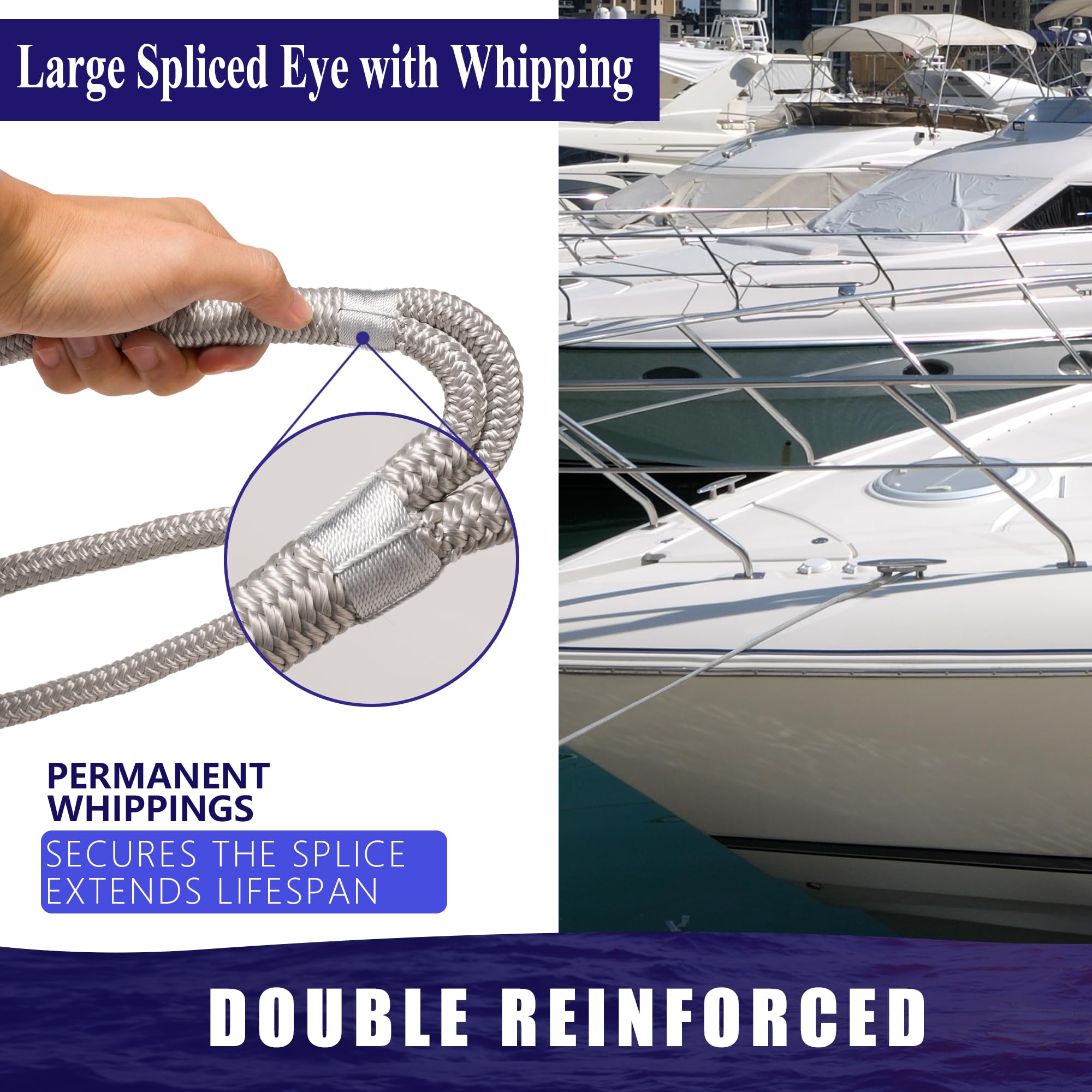 Sailors Locker line next to a ruler demonstrating 1/2 inch diameter and 15 foot length