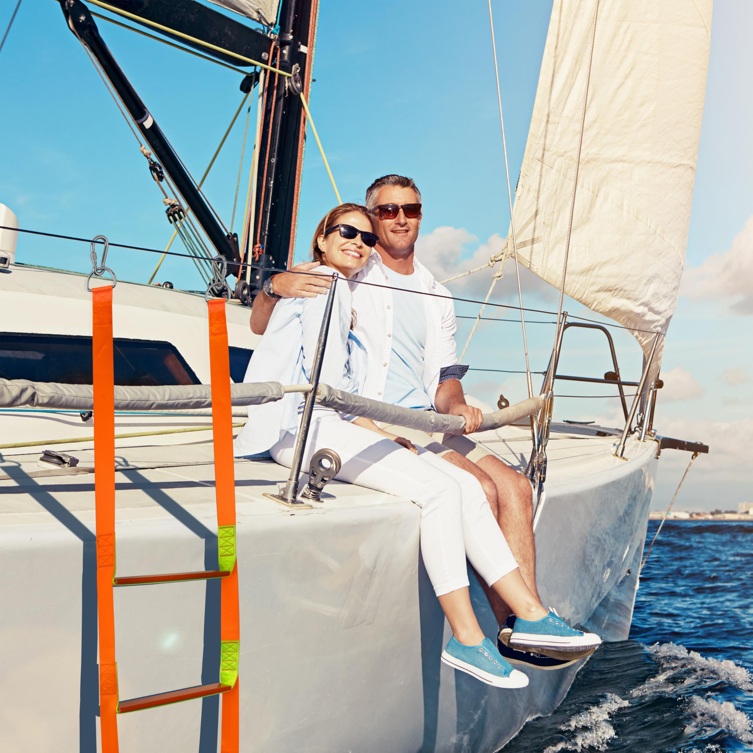 sailpref lifestyle image of boarding at sunset showing safety and comfortable steps