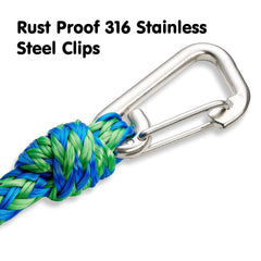 Såk Gear 316 stainless steel clip detail showing corrosion resistance advantage