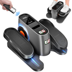Saker front view of assembled elliptical showing compact design and storage benefit